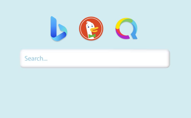 Search bar beneath various search engine logos